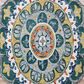 L&R Resources Sinuous Radiant Mandala Medallion 4" Scalloped Teal, Yellow, White and Orange Area Rug, , large