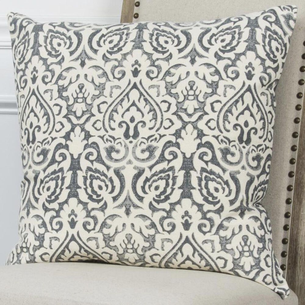 Rizzy Home 22" x 22" Damask Down Pillow in Gray and Beige, , large