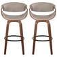 LumiSource Symphony 30" Swivel Barstool with Pewter Grey Upholstery in Walnut and Black (Set of 2), , large