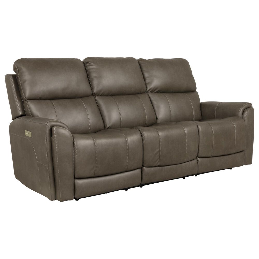 Flexsteel Carter Power Reclining Sofa with Console and Power Headrests and Lumbar in Gray, , large