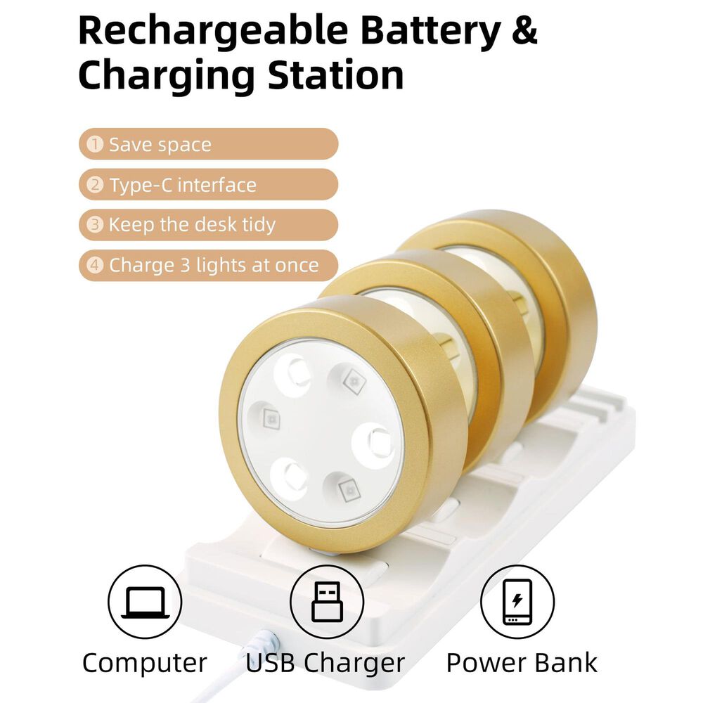 HOMLUX Tap Control Wall Light with Charging Station in Gold (Set of 6), , large