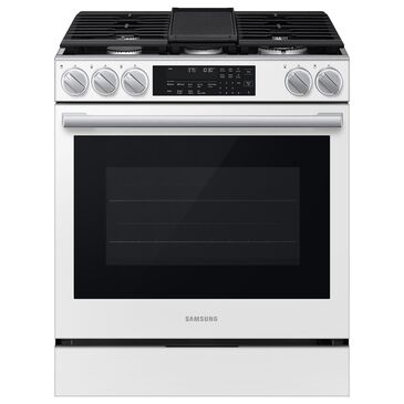 Samsung Bespoke 6.0 Cu. Ft. Smart Slide-In Gas Range with Illuminated Precision Knobs in White Glass, , large