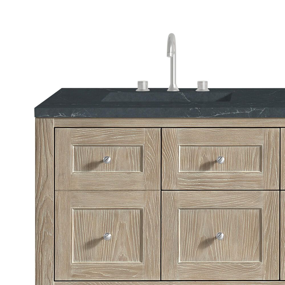 James Martin Vanities Breckenridge 60&quot; Double Bathroom Vanity in Whitewashed Oak with 3 cm Charcoal Soapstone Quartz Top and Rectangular Sinks, , large