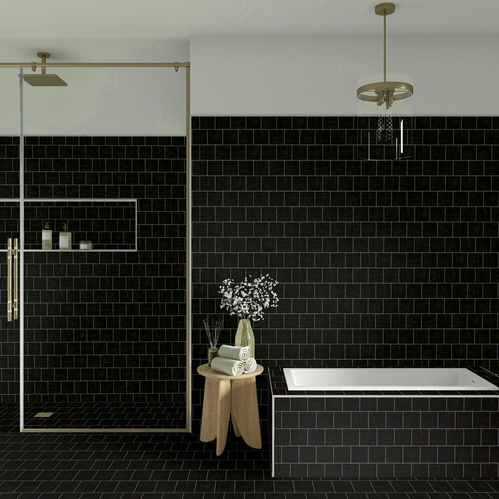Dal-Tile Nu Bare Ebony 4" x 4" Square Handcrafted Ceramic Tile, , large