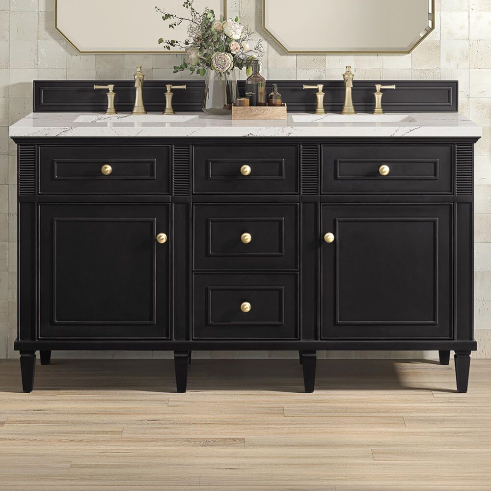 James Martin Vanities Lorelai 60&quot; Double Vanity in Black Onyx with 3 cm Ethereal Noctis Quartz Top, , large