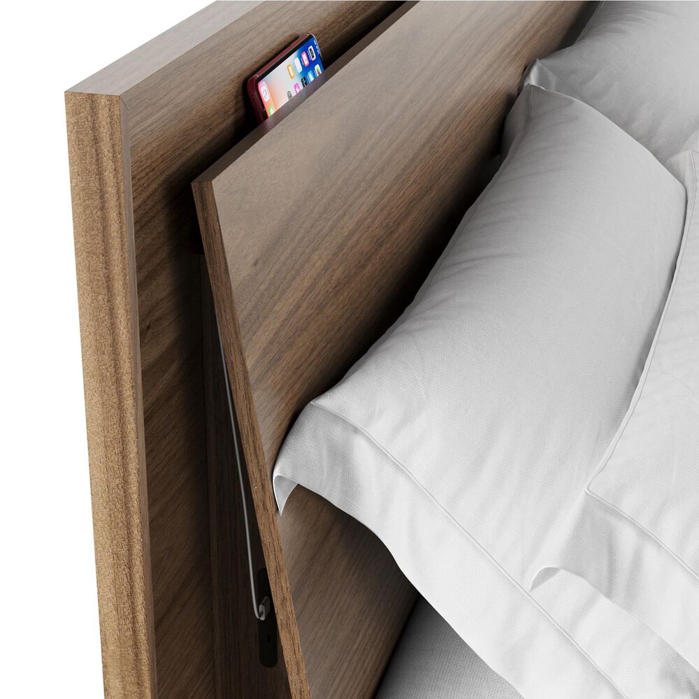 BDI Kava Queen Platform Bed in Natural Walnut with Lighting and USB Ports, , large