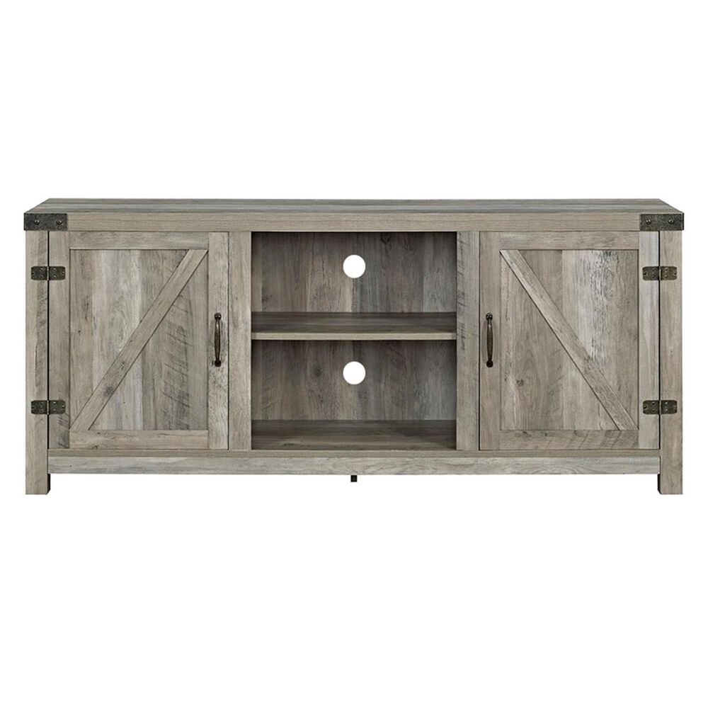 Walker Edison 58" Barn Door TV Console in Grey Wash, , large