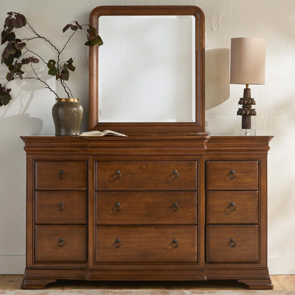 Universal Furniture New Lou 12-Drawer Dresser and Mirror in Cognac, , large