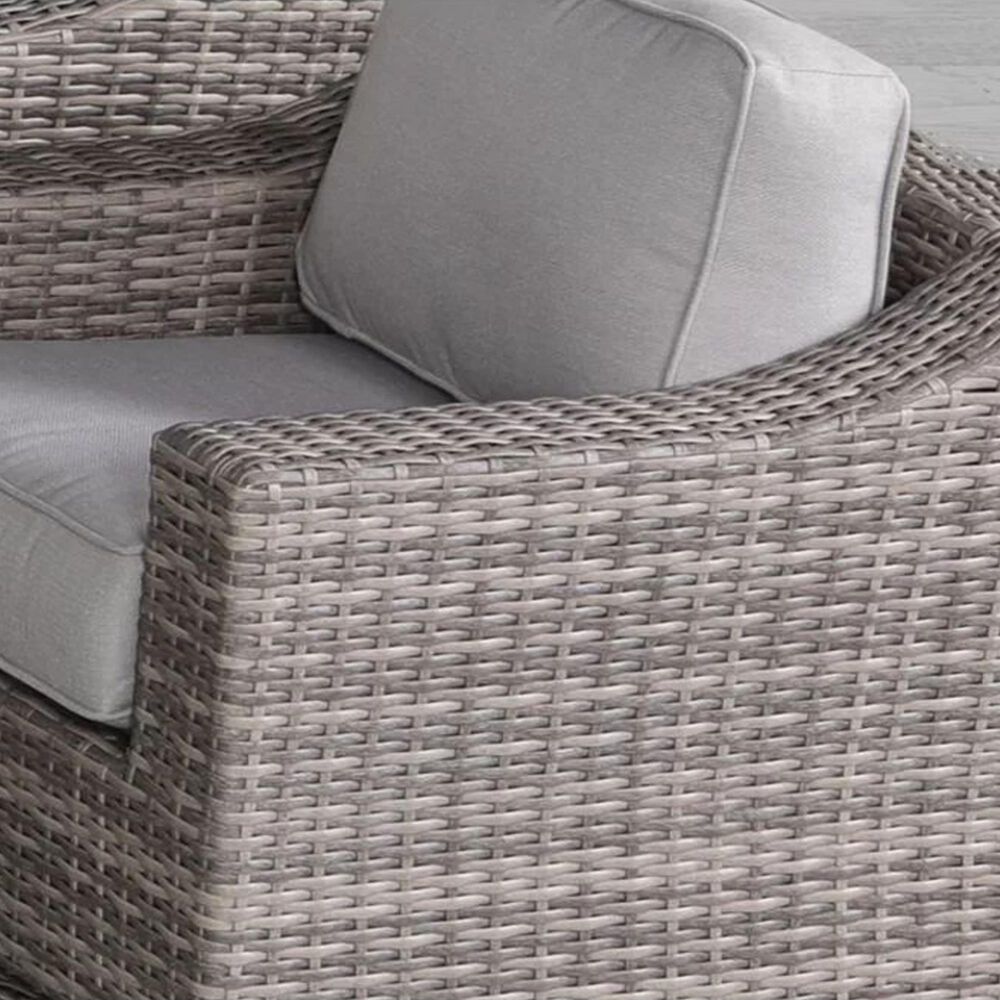Hearth and Haven Outdoor Wicker Swivel Chair with Luxurious Cushions in Grey (Set of 2), , large
