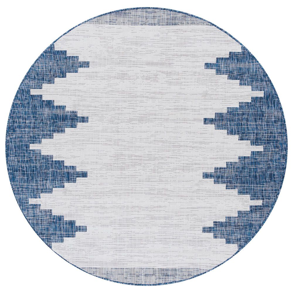 Surya Eagean EAG-2355 Dark Blue, Off-White, Navy and Pale Blue 5"3" Round Indoor/Outdoor Area Rug, , large