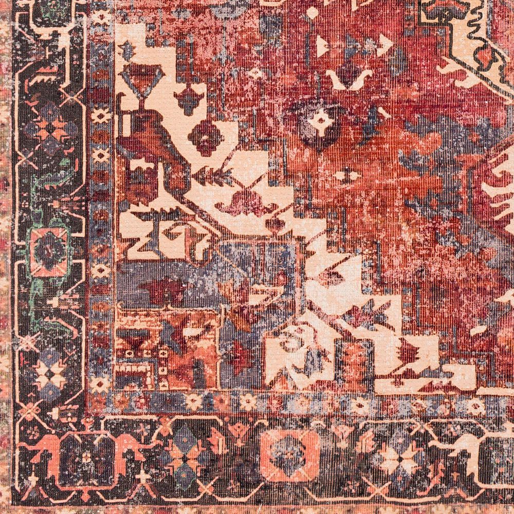 Surya Amelie AML-2308  2&#39;7&quot; x 7&#39;10&quot; Rust, Green, Butter, Denim, Purple, Rose and Clay Runner, , large