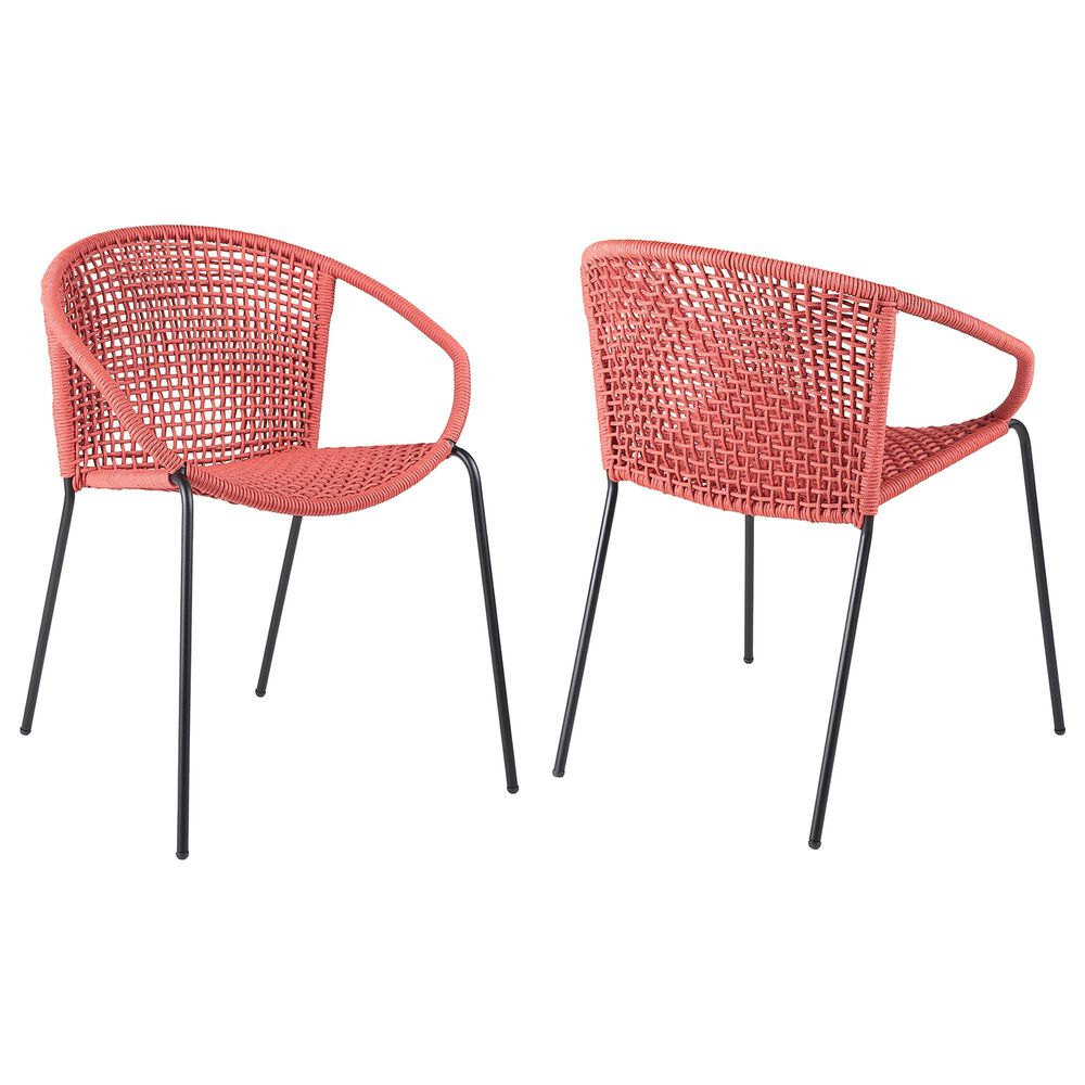 Hearth and Haven Quilla Stackable Dining Chair in Brick Red and Black (Set of 2), , large