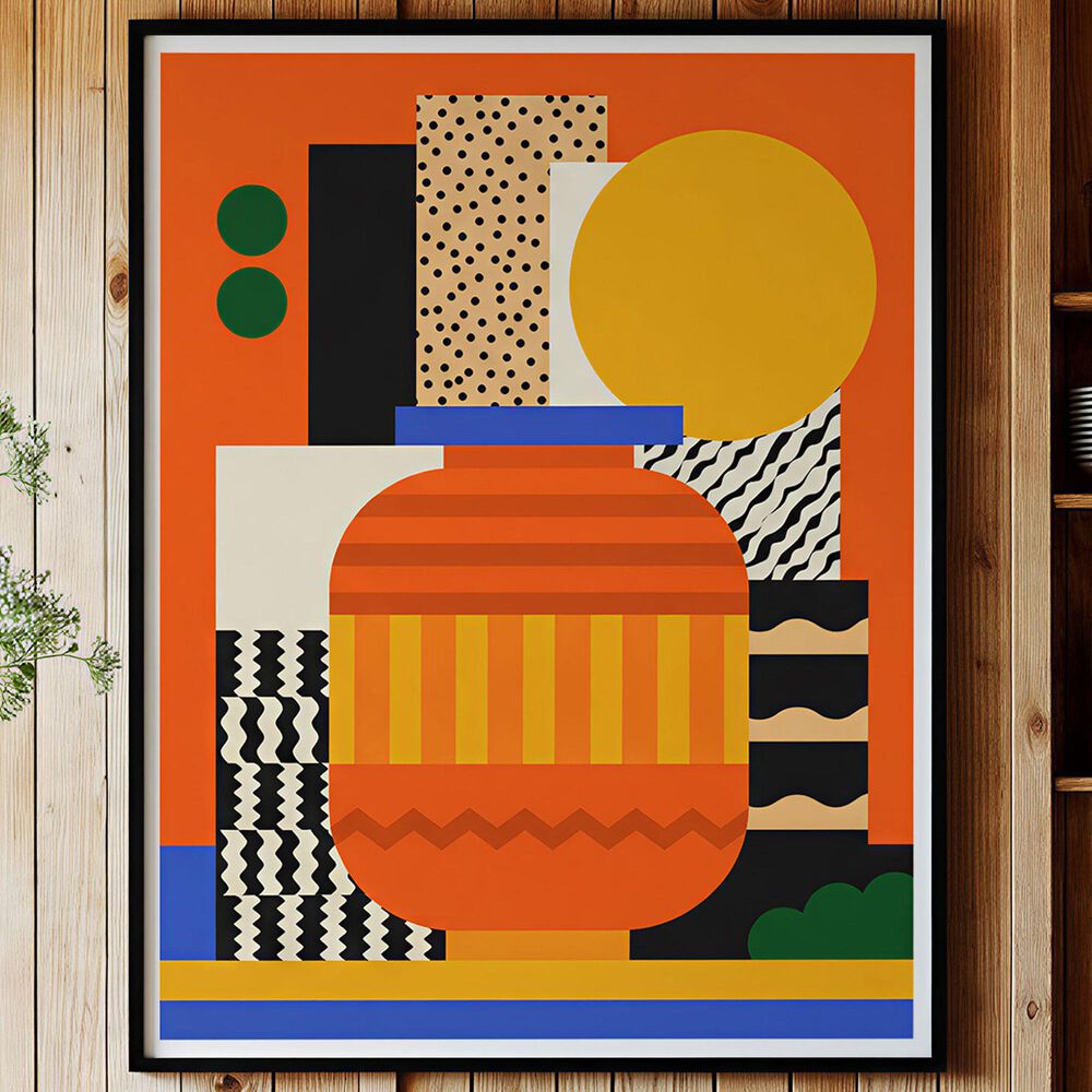 HOMLUX 24" x 18" Geometric Canvas Art in Multicolor, , large