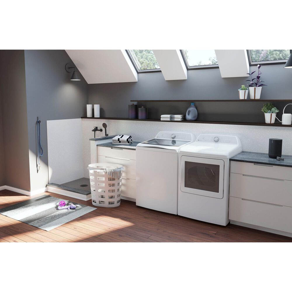 GE Profile 4.9 Cu. Ft. Top Load Agitator Washer and 7.4 Cu. Ft. Electric Dryer Laundry Pair in White, , large