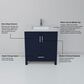 Lexora Home Jacques 30" Single Bathroom Vanity in Navy Blue with 2 cm White Carrara Marble Top and Rectangular Sink, , large