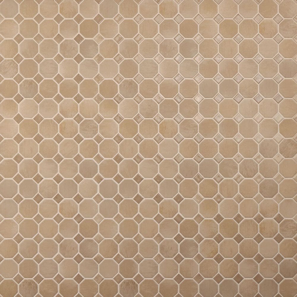 Dal-Tile Relicca Foxed 12" x 12" Octagon Dot Ceramic Mosaic Sheet, , large
