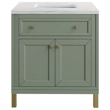 James Martin Vanities Chicago 30" Single Bathroom Vanity in Smokey Celadon with 3 cm Arctic Fall Solid Surface Top and Rectangular Sink, , large