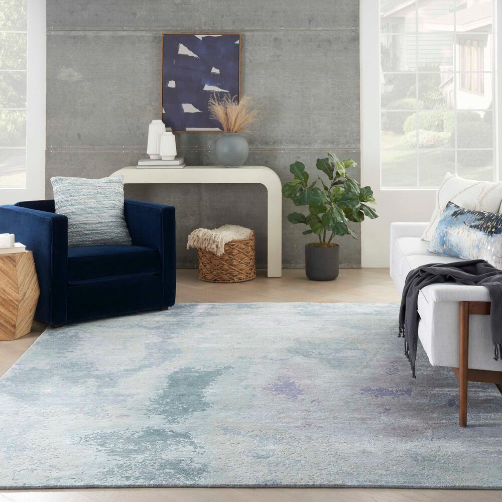Nourison Silk Shadows 7&#39;9&quot; x 9&#39;9&quot; Blue and Green Area Rug, , large