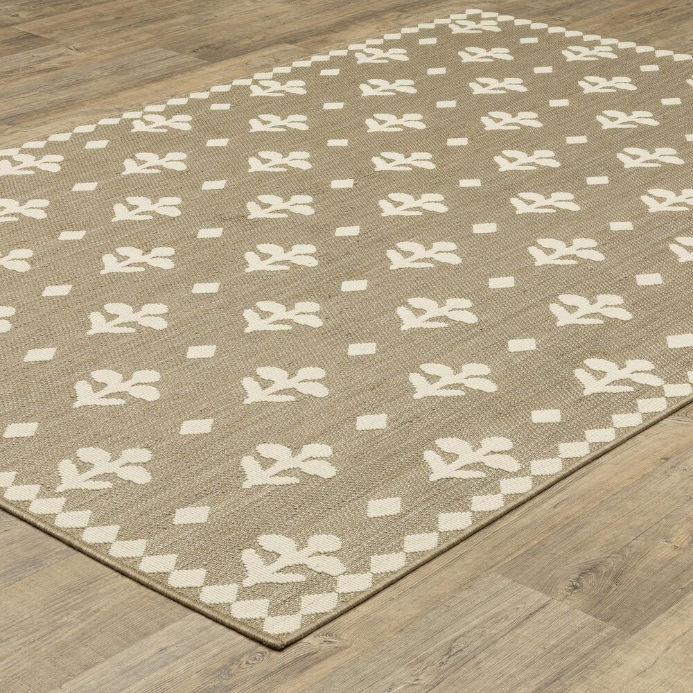 ROW by Oriental Weavers Zarina Floral Beige and Ivory 6'7" x 9'2" Indoor/Outdoor Area Rug, , large
