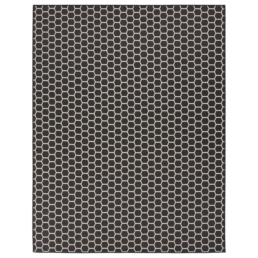 Nourison Twist Reversible 8" x 10" Black Indoor/Outdoor Area Rug, , large