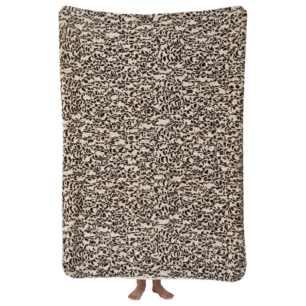 Duke Imports Safari Stripe Plush Throw in Beige and Brown, , large