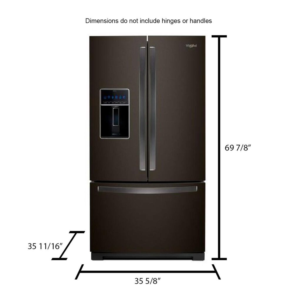 Whirlpool 27 Cu. Ft. 36&quot; Wide French Door Refrigerator in Fingerprint Resistant Black Stainless Steel with Dual Icemakers, , large