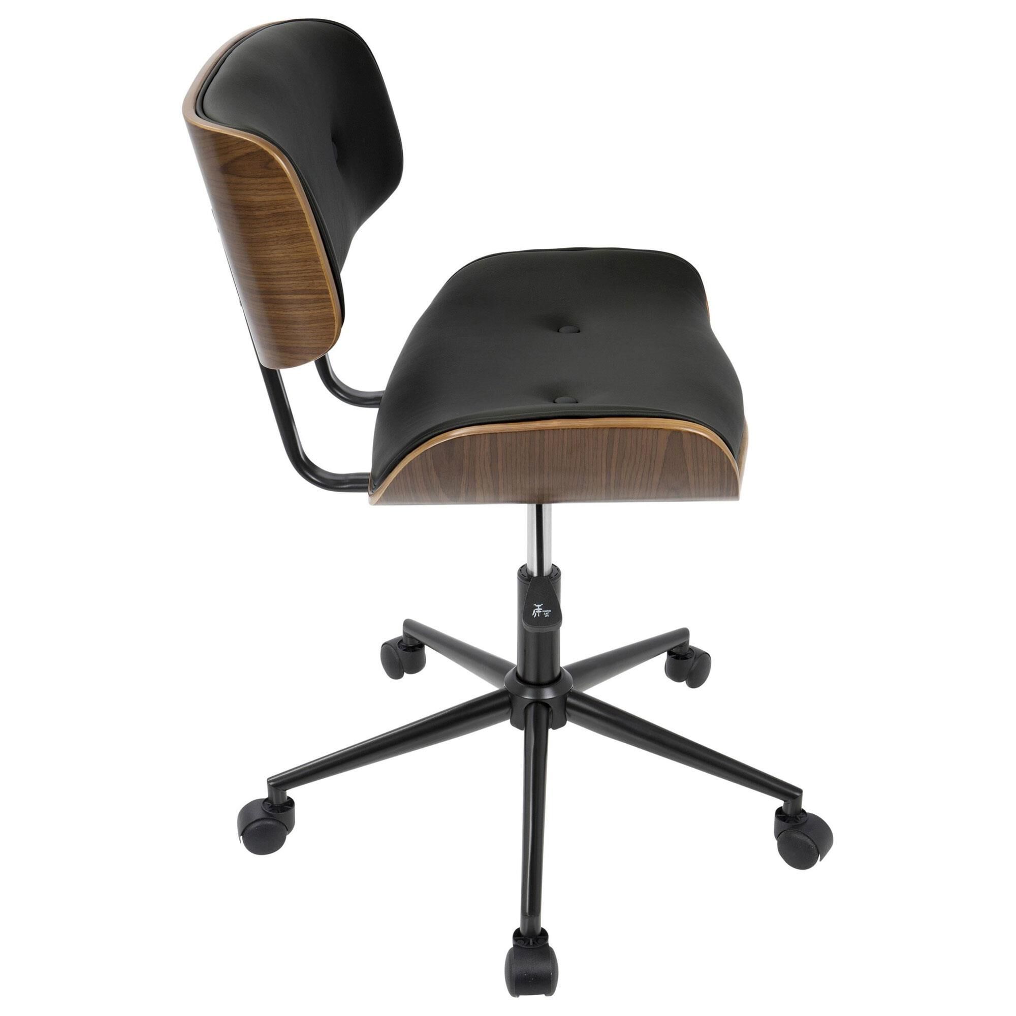 Lumisource Lombardi Desk Chair with Black Cushion in Walnut and Black