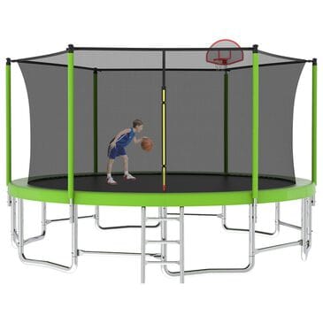 HOMLUX 15" Outdoor Trampoline Sports in Green, , large