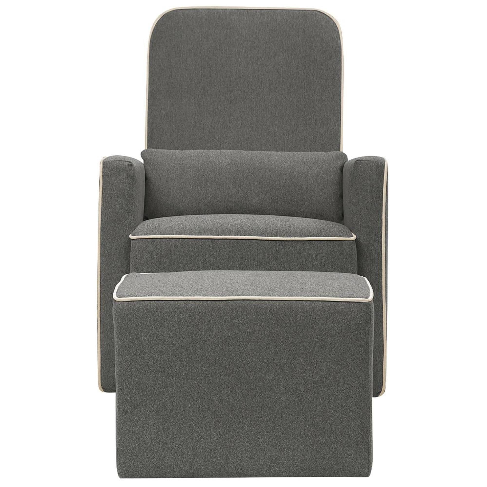 Davinci olive upholstered swivel glider with ottoman in cream sales