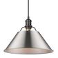 Golden Lighting Orwell 1-Light Wide Large Pendant with Pewter Shade in Matte Black, , large