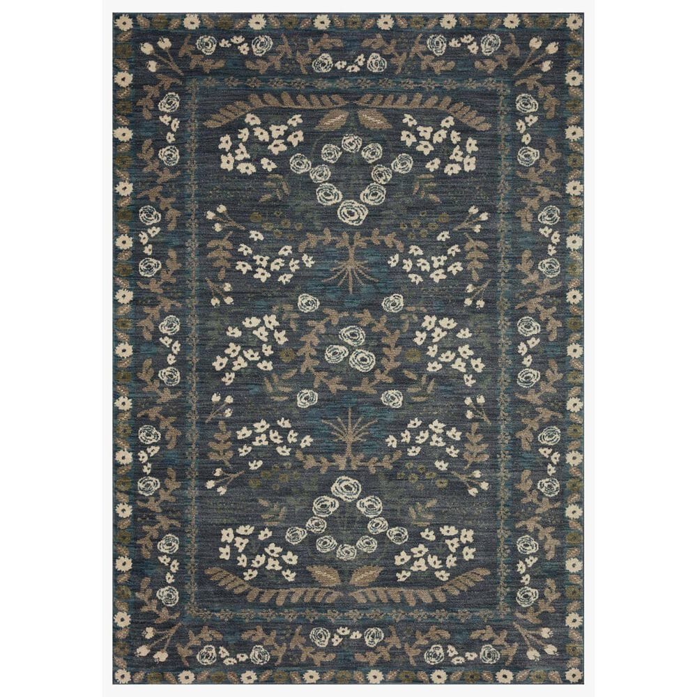 Rifle Paper Co. x Loloi Fiore FIO-01 6"3" x 9" Navy and Grey Area Rug, , large
