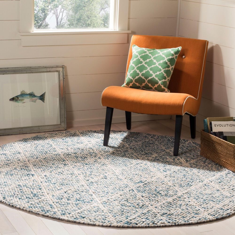 Safavieh Natura NAT712B 6&#39; Round Ivory and Blue Area Rug, , large