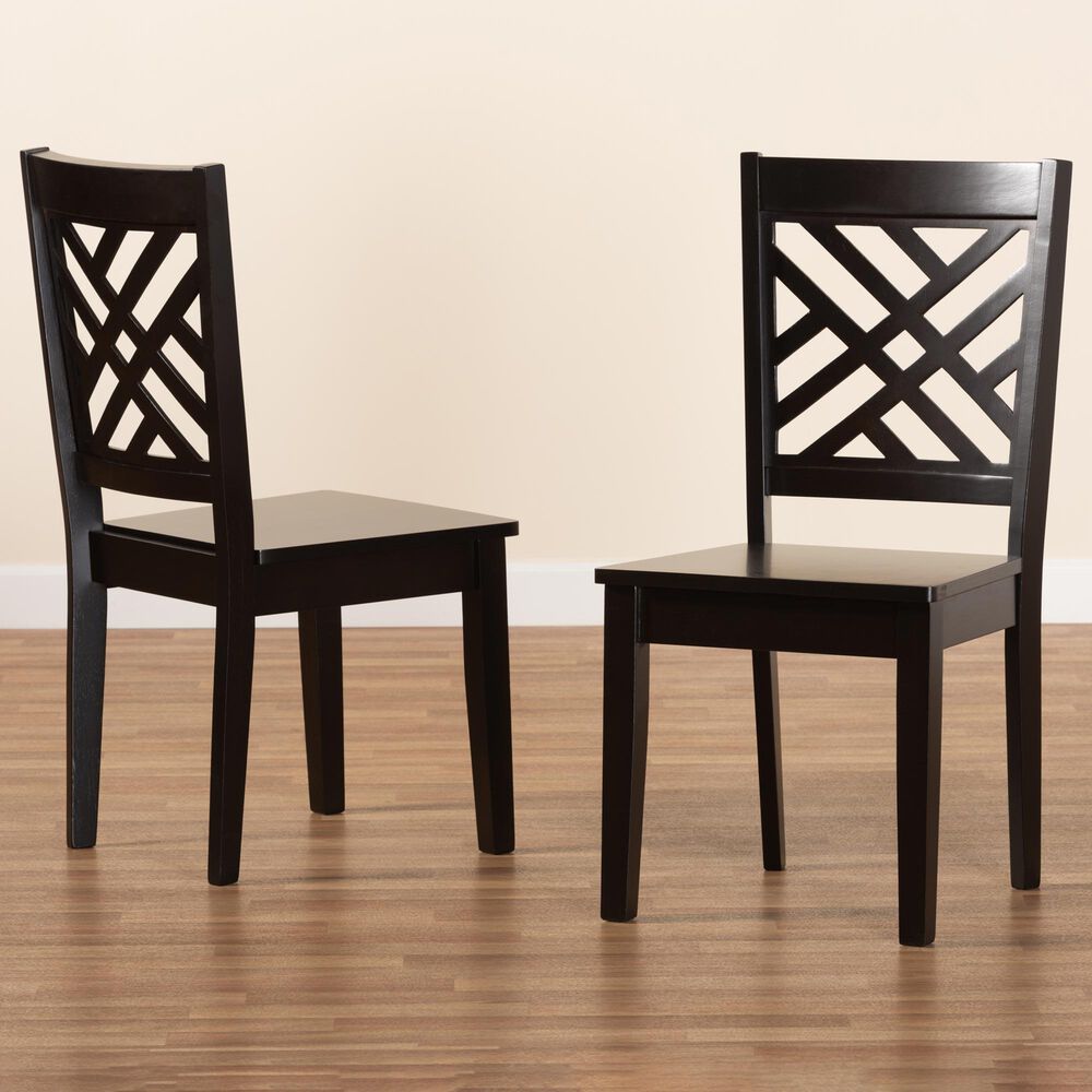 Baxton Studio Caron Side Chair in Dark Brown (Set of 2), , large
