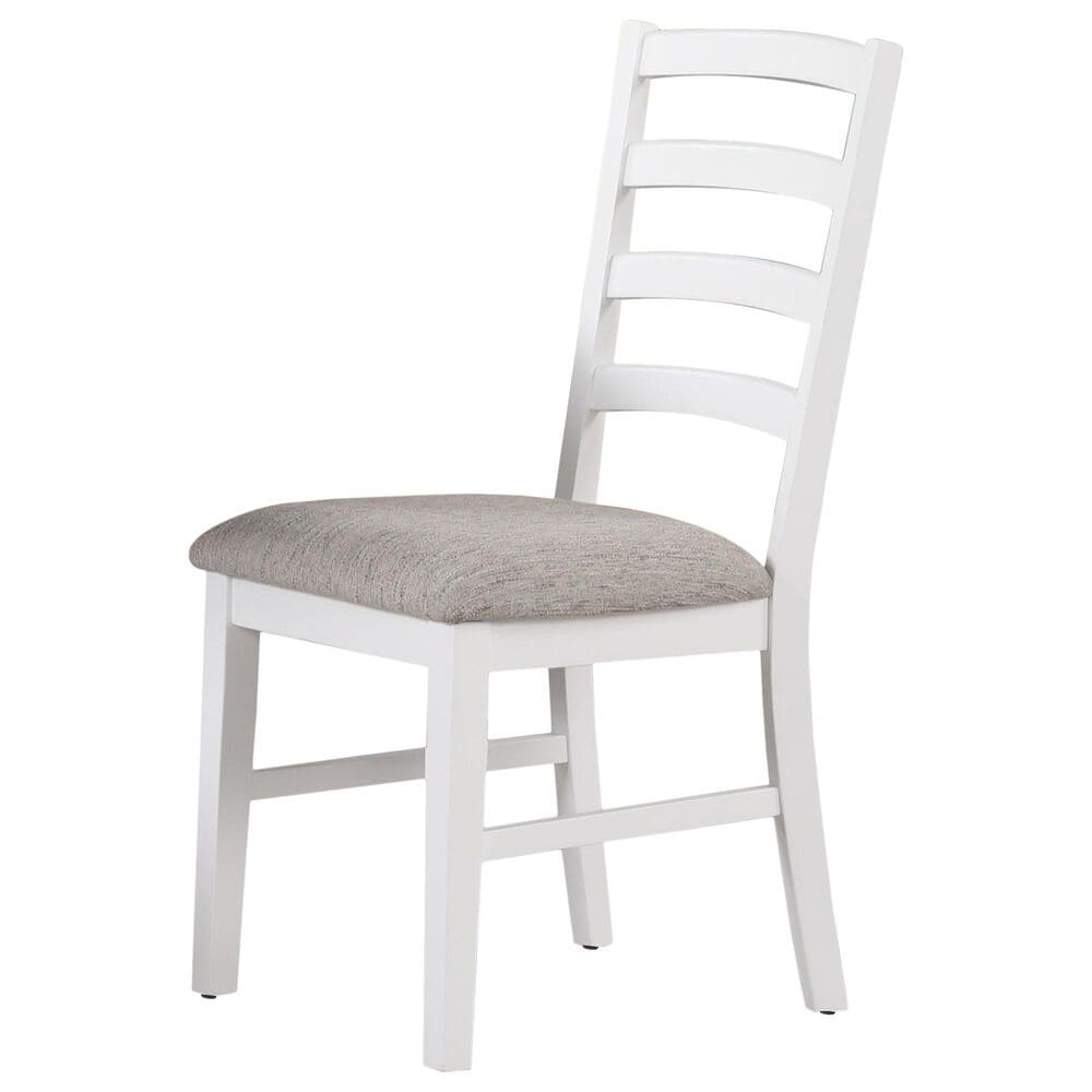 Lifestyle Set of 2 - Dining Side Chair in White Finish with Light Gray Upholstered Seats, , large