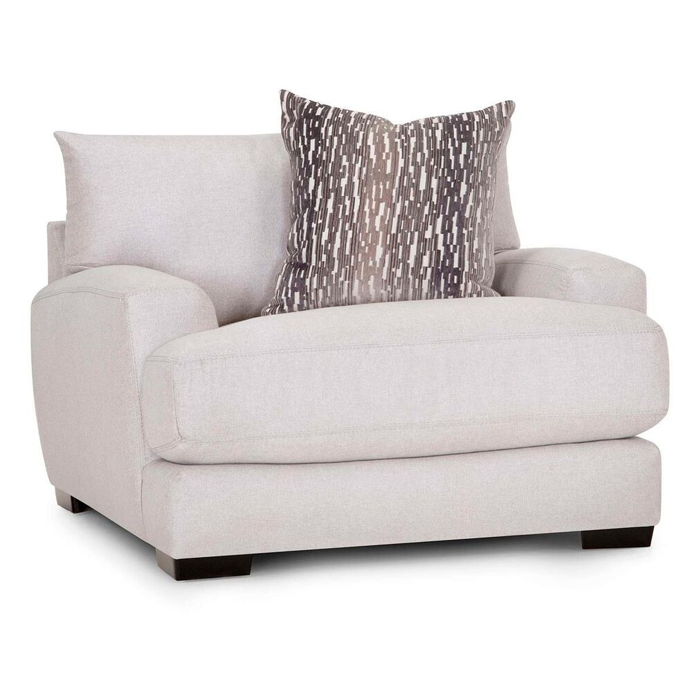 Moore Furniture Oslo Chair and a Half in Linen with Toss Pillow, , large