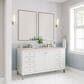 James Martin Vanities Chicago 60" Double Bathroom Vanity in Glossy White with 3 cm Eternal Marfil Quartz Top and Rectangular Sinks, , large