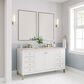 James Martin Vanities Chicago 60" Double Bathroom Vanity in Glossy White with 3 cm Eternal Marfil Quartz Top and Rectangular Sinks, , large