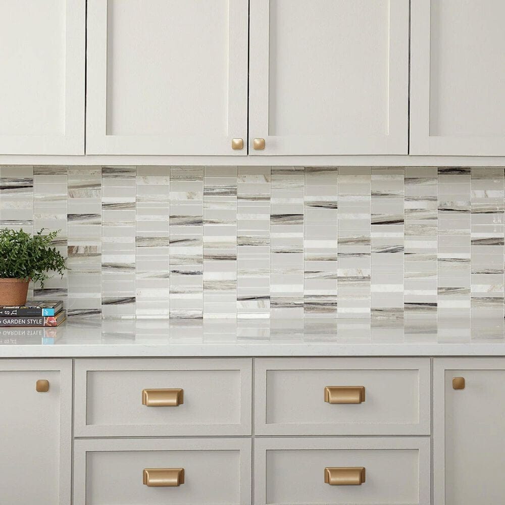 Dal-Tile SimplyStick Daphne White 12&quot;x12&quot; Straight Stack Mosaic Sheet, , large