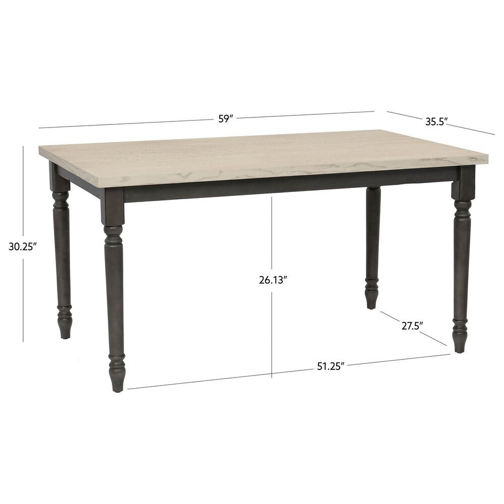 Linon Home Decor Willow Dining Table in Smokey White and Dark Grey - Table Only, , large