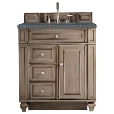 James Martin Vanities Bristol 30" Single Bathroom Vanity in Whitewashed Walnut with 3 cm Parisien Bleu Quartz Top and Rectangular Sink, , large