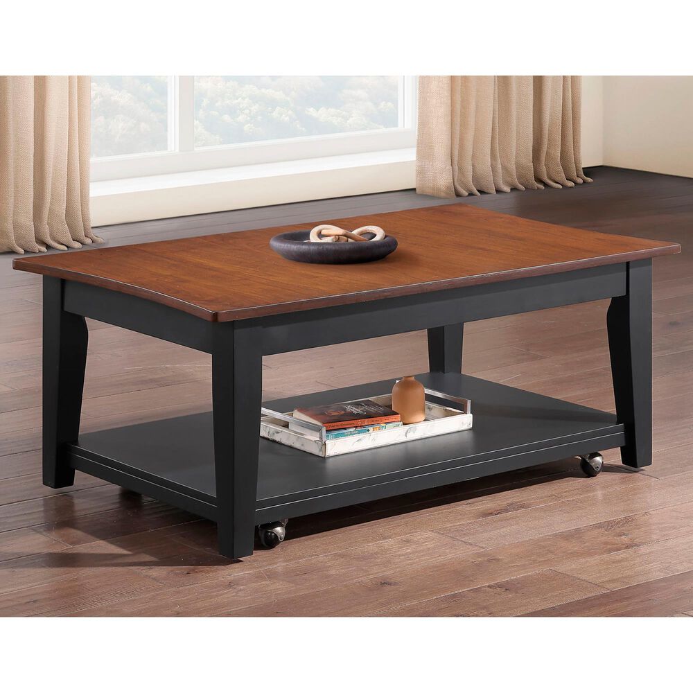 Crystal City Joplin Lift Top Cocktail Table with Casters in Walnut and Ebony, , large