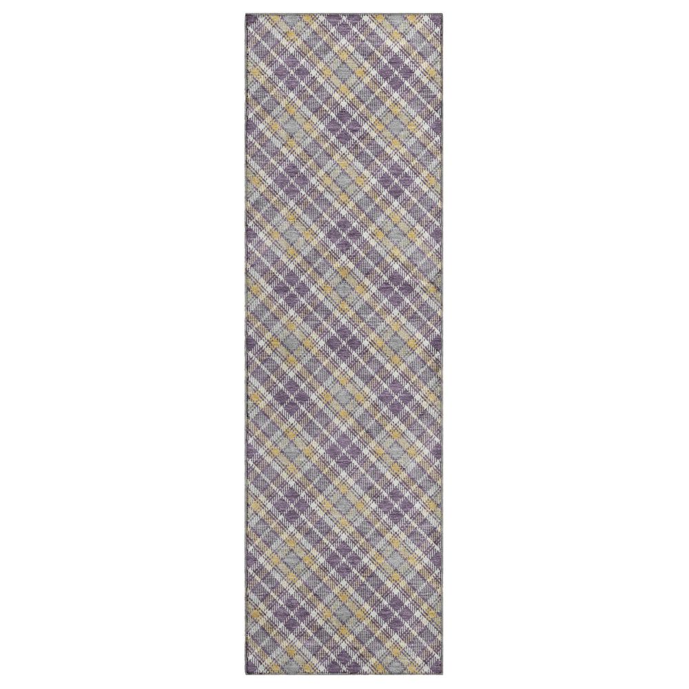 Dalyn Rug Company Soft Essentials Plaid Plum 2"3" x 7"6" Indoor/Outdoor Runner, , large