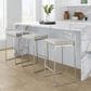 LumiSource Fuji 26" Stacker Counter Stool with Light Grey Cowboy Upholstery in Brushed Stainless Steel (Set of 2), , large