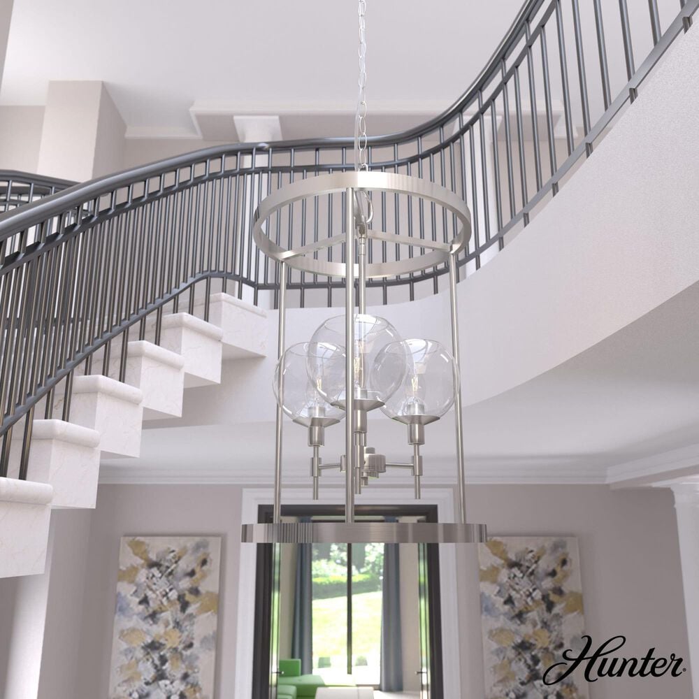 Hunter Xidane 3-Light Foyer Lantern in Brushed Nickel, , large