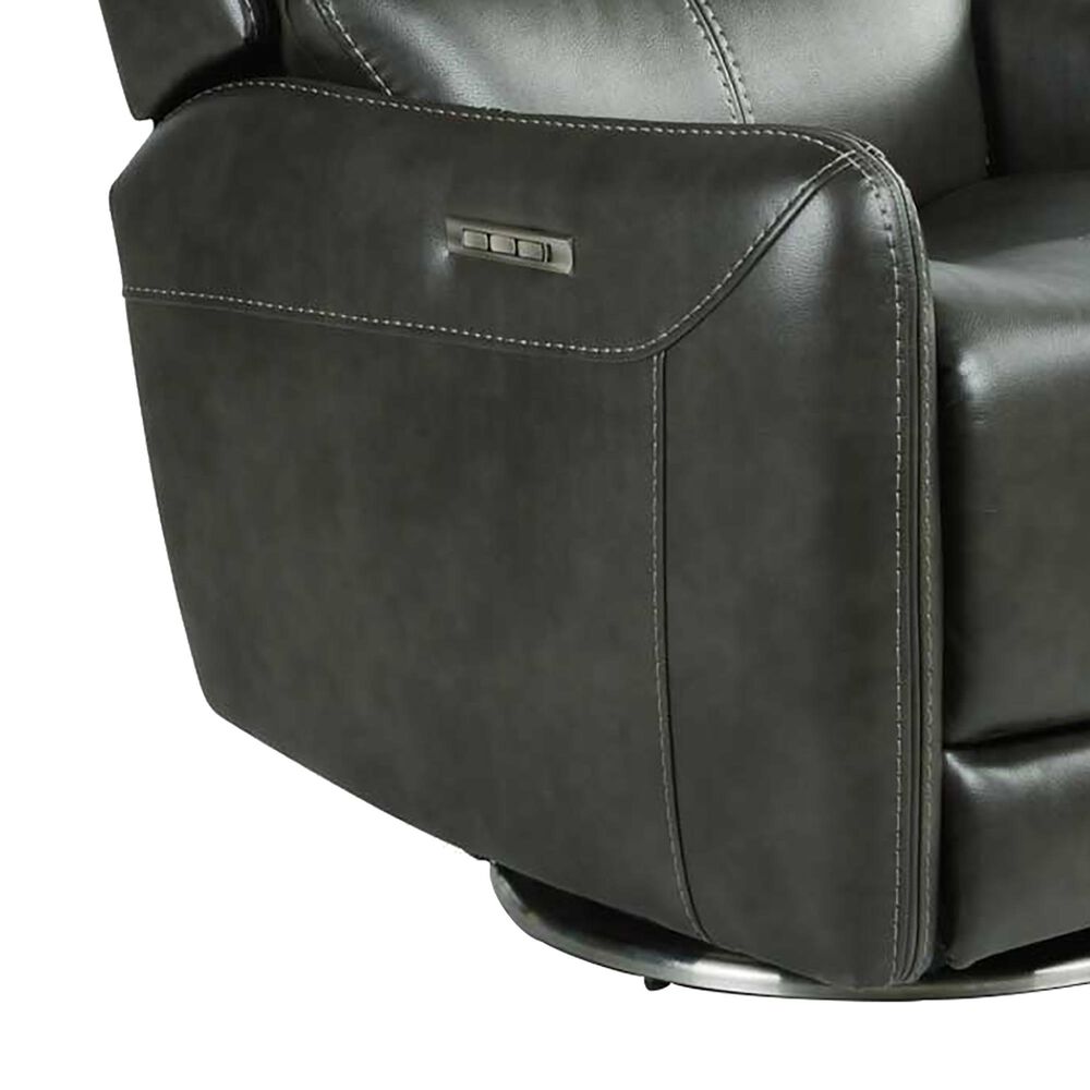 Steve Silver Athens Triple Power Swivel Recliner in Charcoal, , large