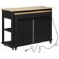 HOMLUX 47" Kitchen Island with Extendable Dining Table in Black and Natural, , large