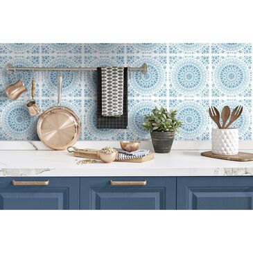 NextWall Mandala 216" x 20.5" Peel and Stick Wallpaper in Teal and Blue, , large