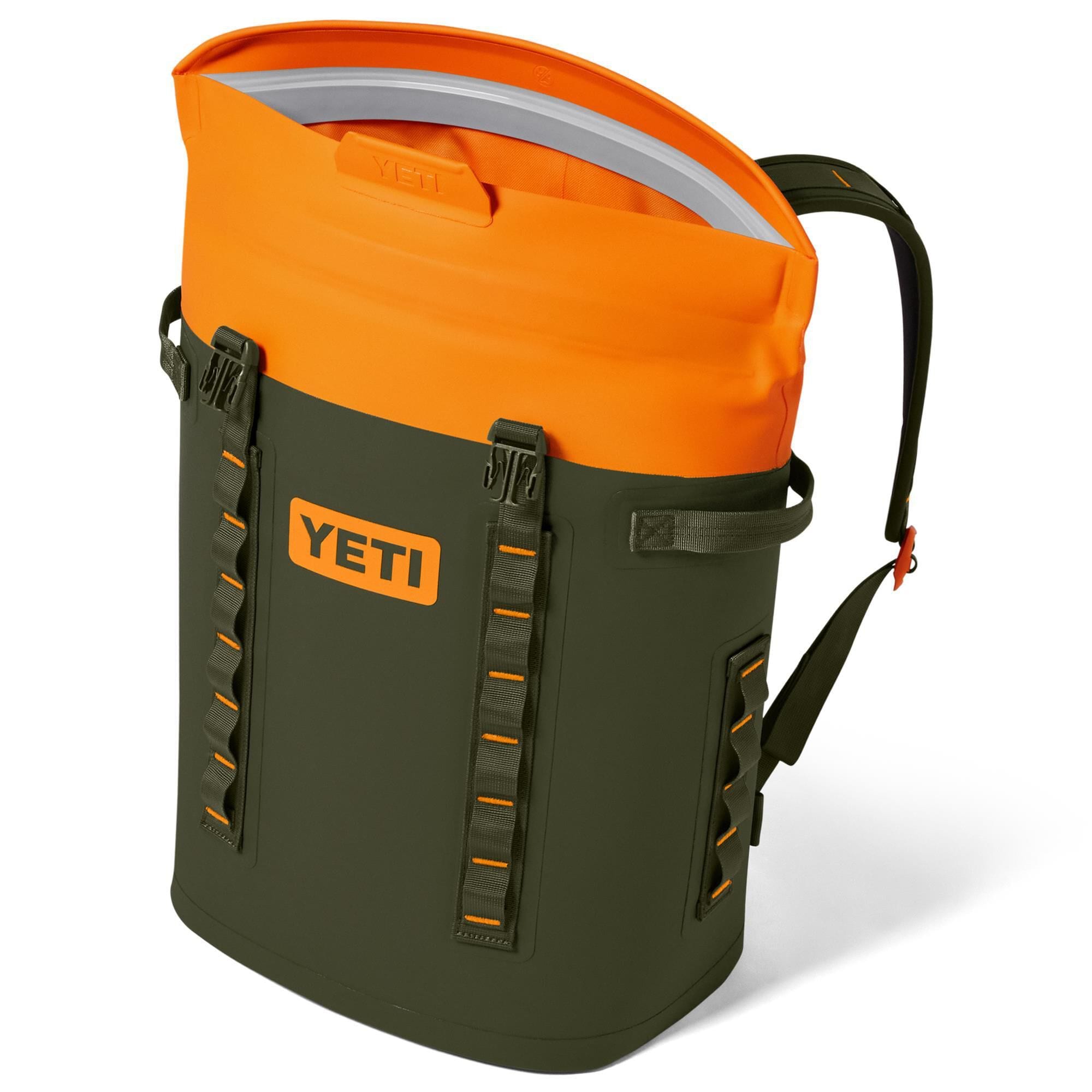 YETI Hopper M20 Backpack Soft Cooler in Olive and King Crab Orange