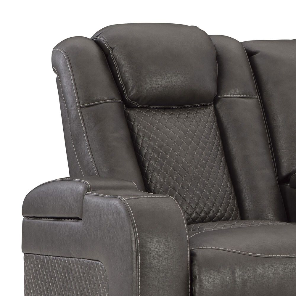 Ashley Fyne-Dyme  Faux Leather Power Reclining Loveseat with Console in Shadow, , large