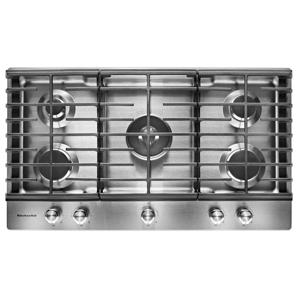 KitchenAid 2-Piece Kitchen Package with Black Ore 30" Smart Single Wall Oven and Stainless Steel 36" Gas Cooktop, , large